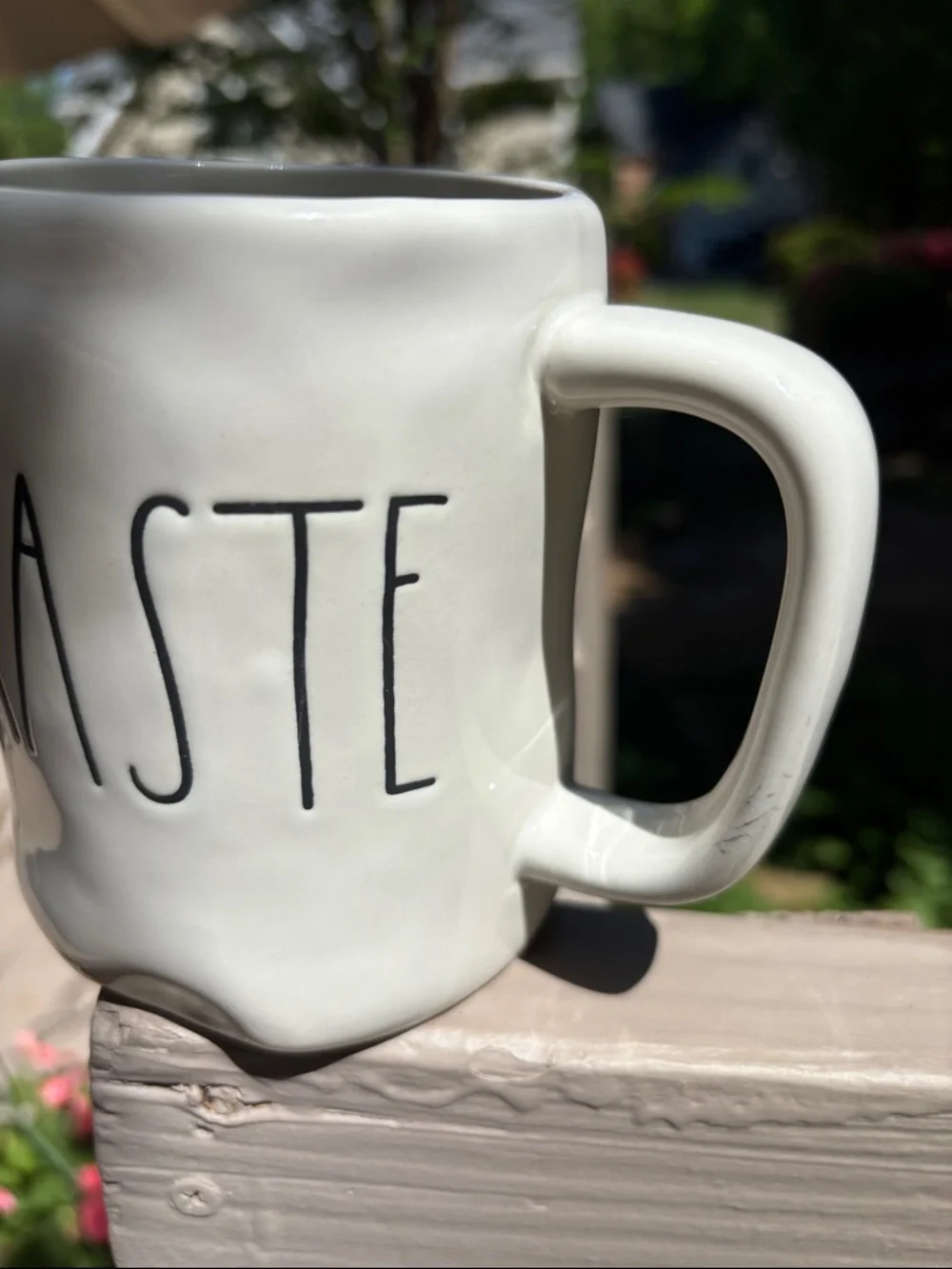 Rae Dunn Cream Ceramic Mug with Black Lettering - Namaste